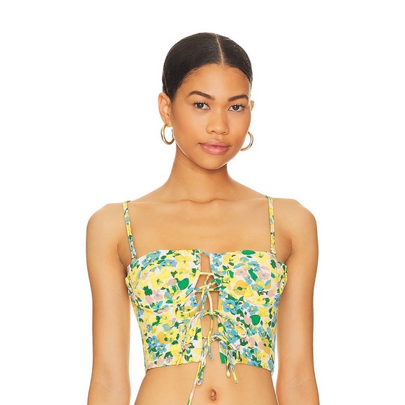 superdown Tops - superdown Floral Lace-Up Tank Top